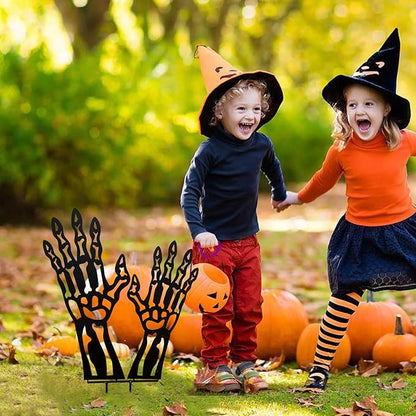 Halloween Decorations Outdoor, Metal Black Hand Decorative Garden Stakes for Halloween Decor, Metal Yard Signs for Outside Garden Lawn Porch Party Decorations
