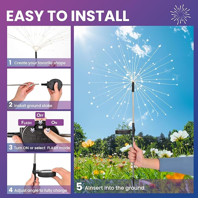 PEVOROS Garden Decor Solar Lights Outdoor,120LED Waterproof Colorful Solar Fairy Garden Lights for Outdoor Decoration,Yard, Patio, Porch,Flower Pot,Pathway,Christmas (2Pack)