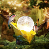 Solar Garden Statue Hummingbird Figurine - Hummingbird Flower Carry Magic Orb Solar LED Lights for Outdoor Statue Decoration for Patio, Balcony, Yard, Lawn Ornament