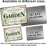 Personalized Metal Signs with Name Made in USA Custom Vintage Garden Sign Waterproof Vintage Decorative Metal Print for Wall Decor Customized Home Garden Ideas Gifts Artwork Prints for Yard Ourdoor