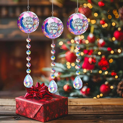 Merry Christmas Crystal Suncatcher Ornament Gifts for Women Mom Wife Girlfriend Friends Colleagues Teachers, Sparkling Hanging Christmas Decoration, Perfect for Home Garden Office Room Decor