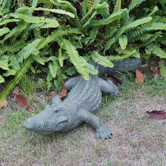DiliComing Swamp Alligator Garden Statue - 28 Inch Realistic Crocodile Sculpture for Lawn Ornament Stalking Alligator Decor for Yard Gifts for Father 28 x 12 x 6 Inch