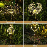 4 Pack Solar Firework Lights Outdoor, Adjustable 32" to 51" Extra Tall, Verified 200 LED Warm White Stainless Steel 3-Section Pole, 8 Modes Waterproof Starburst Garden Lights for Large Yard