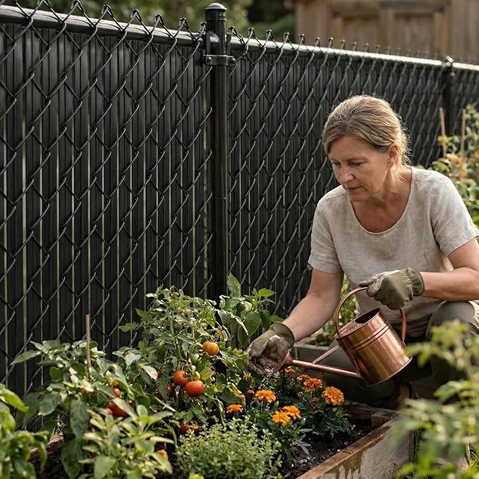 Chain Link Fence Privacy Blade Slates with Bottom Lock 5x10 Ft Black for Gardening, Privacy, Outdoor Wall, Balcony, Patio, Yard, Safety Fence Screen Cover for Dog, Cat, Pet Hedge Slats