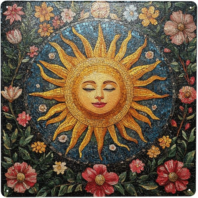 Garden Sun Hanging Arts Tin Sign – 8x8 Inch Metal Plaque Decor, For Gardens, Yards And Outdoor Living Areas Plaques, Home Decors Signs, Gift For Garden Lovers & Sun Enthusiasts
