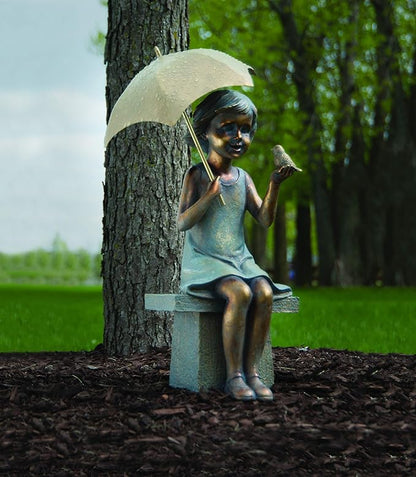 Roman - Girl on Bench Statue, 17.25" H, Garden Collection, Resin and Stone, Decorative, Gift, Home Outdoor Decor, Durable, Long Lasting, Unique Design
