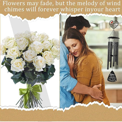 Memorial Gifts for Loss of Husband - 36'' Memorial Wind Chimes for Outside, Sympathy Bereavement Condolence Grief Remembrance Funeral Gifts for Loss of Husband, with S Hook Greeting Card