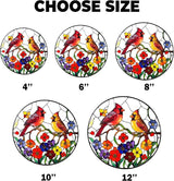 Cardinal Stained Glass Suncatcher for Window Hanging, Red Birds Home Decor, Stained Glass Cardinal Ornament for Bird Lovers, Mom, Grandma, Memorial and Sympathy Gift