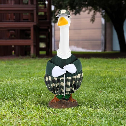 Arrowbash Golfer Goose Outfit Teeing Off Porch Yard Golfer Costume Clothes Fit for 23" Goose with Golf Clubs and Pins for Lawn Decor Outdoor Garden Patio Statue Art