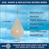PESTEZE USA Water Droplet Wind Spinner, 4×9.25 Stainless Steel Highly Reflective Outdoor Hanging Spinner for Bird Deterrent, Garden & Yard Decor, Resistant Metal Art with 360° Wind Motion Easy Install