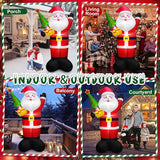 8 FT Tall Giant Santa Inflatable Christmas Decorations Outdoor Tree Blowups, Funny Cute Xmas Blow Up Yard Decoration Build-in LED Lights & Tethers Stakes Winter Holiday Indoor Party Garden Lawn Decor