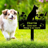 Custom German Shepherd Dog Memorial Grave Marker,Personalized Pet Dog Memorial Garden Stake,Flora Dog Memorial Plaque Burial Stake Engraved Sign,Dog Sympathy Grave Stake,Dog Statue Headstone