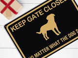 Please Keep Gate Closed Dogs in Yard Reto Vintage Metal Tin Signs for Lawn Garden Yard Signs 8X12 Inch