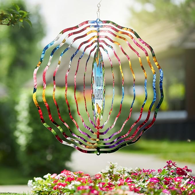 FLAGWIX Garden Gifts for Grandma - Nana's Garden 3D Stainless Steel Metal Wind Spinners 12 in - Gardening Grandmother Birthday Gifts for Women Nana Gigi, Nana Gift Ideas