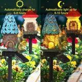Rossesay 2 Pack Fairy Outdoor Garden Fairy House Mushroom Solar Light Home Statue LED Light for Spring Outside Garden Lawn Walkway Patio Yard Backyard Plant Decoration