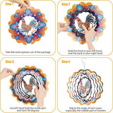 Wind Spinners, Gifts for Women Mom Grandma Wife, 12 inch 3D Stainless Steel Hanging Wind Spinner, Metal Kinetic Wind Sculpture for Indoor/Outdoor Decor, Yard Art, Garden Decorations (Rooster)