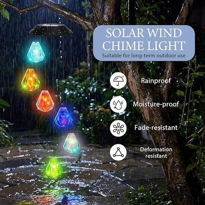 VIHOSE Solar Wind Chimes Lights Outdoor, Color Changing Hanging Solar Wind Chime, Laser Ball Mobile LED Lights for Outside Garden Yard Patio Decor, Waterproof