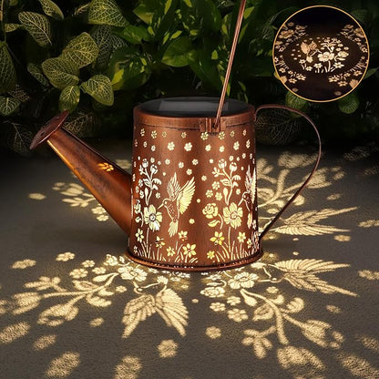 Gifts for Mom, Hummingbird Solar Lantern Outdoor Waterproof, Outside Metal Watering can Landscape Lights for Garden Yard Patio Pathway Decor Birthday Gifts for Women Grandma -with Pole