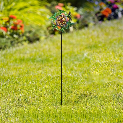 Generic Windmill Iron Art Statue Garden Yard Decoration Modern Outdoor Wind Sculptures with Garden Stake for Patio Backyard Lawn, Bird