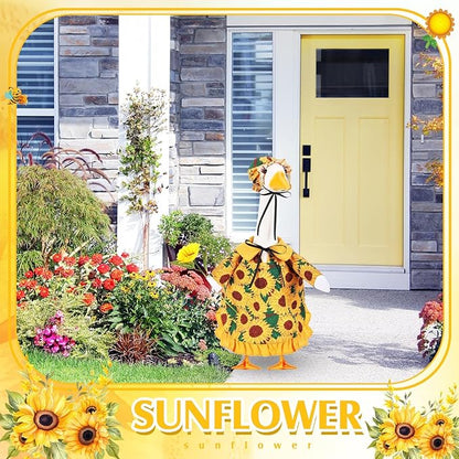 FuWeave Spring Sunflower Goose Outfit Lawn Porch Goose Clothes Costume 23" Geese Outdoor Patio Yard Lawn Art Decoration