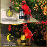 Suzile Cardinal Garden Statue with Solar Lantern 6.3 Solar Light for Outside Cardinal Garden Decor Sculptures & Statues Lights for Lawn Decor Unique Ornament Gift for Women Mom