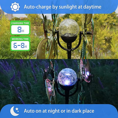 Hummingbird Solar Wind Spinner with Color Changing LED Light, Wind Sculptures & Spinners Outdoor Metal Stake Yard Spinners, Garden Wind Catcher Wind Mills, Lawn&Garden
