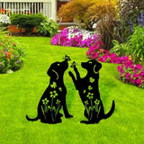 2 Pack Decorative Garden Stakes - 15" Rust-Resistant Metal Dog Silhouette Outdoor Decor, Corten Steel Labrador Yard Art with Easy Installation for Gardens, Patios & Walkways (Black Lab Design)