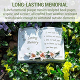 MyGift 6 Inch Memorial Garden Stone, Vintage Book Design Bereavement Gift for Loss of Loved One, Decorative Remembrance Plaque for Outdoor Garden & Cemetery Graveside Ornament