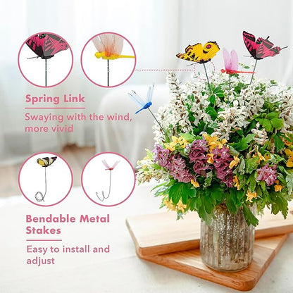 80 Pcs Decorative Butterfly Garden Stakes, 11.4 inch Waterproof Butterfly Picks for Flower Bouquet Arrangements, Colorful Plant Stick Kit Decorations for Patio Yard Pot (Multicolor)