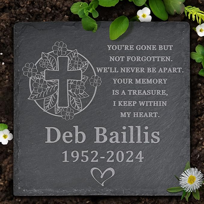 Memorial Garden Stone, Memorial Stone, Personalized Memorial Gifts, Sympathy Gifts for Loss of Loved One, Bereavement Gifts for Loss of Father Mother - You're Gone but Not Forgotten - Square