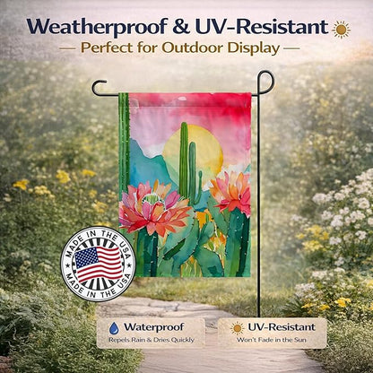 Caroline's Treasures Arizona Saguaro Cactus Blossom in Watercolor Garden Flag Mailbox Flag Decorative Yard Flag Banner Outside Patio Artwork Yard Flower Beds, Garden Size, Multicolor