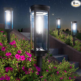 BITPOTT Bright Solar Lights Outdoor 6 Pack, Solar Pathway Lights Waterproof IP65, Auto On/Off Pathway Landscape Lighting, Long Lasting Outdoor Light for Walkway Path Garden Lawn Patio Decor Lighting