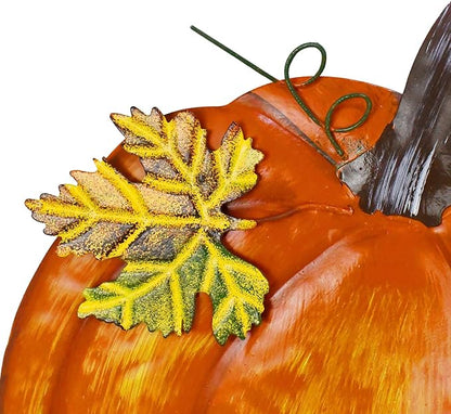 K KILIPES 18.9" H Metal Pumpkin Garden Stake Decorative Fall Pumpkin Yard Sign for Home Outside Garden Lawn Porch Autumn Thanksgiving Decorations (2)