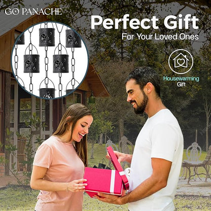 8.5 FT Rain Chain with 12 Aluminum Cups | Durable Rain Chains for Gutters - Easy Install, Rust-Proof Rain Catcher Chains for Outside with Included Gutter Adapter, Unique & Artistic Design
