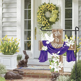 He is Risen Easter Decorations Cross Garden Banner Double-Sided Printed Flag Sheep Yard Flags Bunting Outdoor House Yard Rise Christian Jesus Lily Flowers Spring Seasonal Decoration Cross