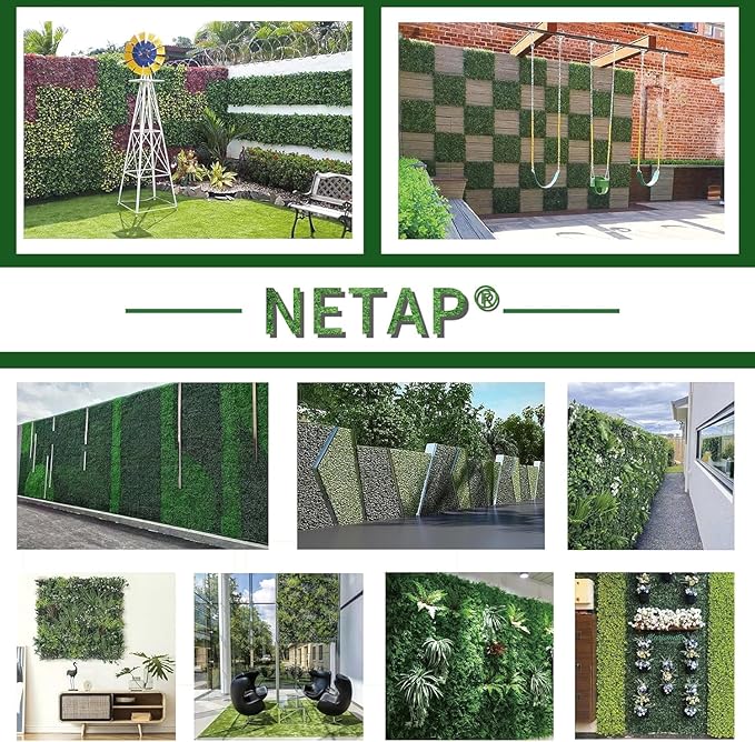NETAP Grass Wall Panels Backdrop, 20"x 20"(6Pcs) Faux Boxwood Panels for Outdoor Indoor Green Wall Decor, Party Wedding Garden Fence Decorations