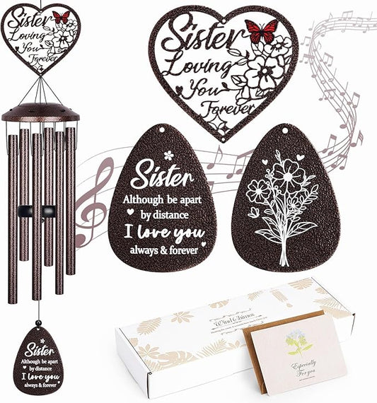 YHmall Sisters Gifts, 36 Inch Wind Chimes for Outside, Sister Birthday Gifts from Sisters in Law Brother, Large Memorial Windchimes Gift for Birthday, Wedding, Graduation and Housewarming
