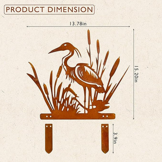 Rusty Heron Statues Outdoor – Metal Heron Statue for Garden Decor, Unique Outdoor Decor for Lawn & Patio Yard Porch Backyard Outdoor Decor