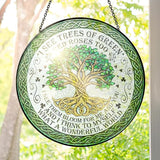 FLAGWIX Tree of Life Gifts for Women Men - Stained Glass Window Hanging 8 in - House Warming Birthday Gifts for Friend Family, Tree of Life Decor Suncatchers for Windows Hanging, Celtic Garden Decor