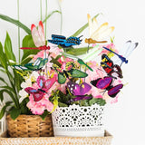 48 Pcs 3D Dragonfly Butterfly Garden Decor Dragon Fly Butterfly Garden Stakes with Sticks Colorful Butterflies Dragonflies Yard Art Ornaments for Indoor Outdoor Planter Pot Pathway Patio Decoration