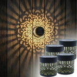 Decorative Solar Mandala Lights, Metal Solar Powered Outdoor Deck Step Wall Lights, Mandala Theme Waterproof Fence Light, Yellow Decorative Lighting for Garden Post Patio Backyard Yard Decor (4PCS)