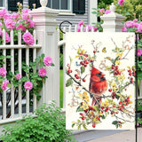 Red Cardinal Bird Garden Flag Spring Summer Floral Yard Flags for Outdoor Lawn Porch Patio Decoration Memorial Birds Lover Gift Butterfly Watercolor Wild Bird House Banner Decor 12x18 Inch