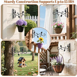 6 Pack Hanging Plant Brackets 12-Inch, Black Iron Wall Hooks for Planters, Lanterns, Bird Feeders & Wind Chimes Indoor/Outdoor
