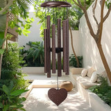 32" Memorial Wind Chimes Deep Tone Outdoor, C Major Tuned Aluminum Wind Chime with Gift Box & Envelope, Sympathy Wind Chime for Garden Decor Hanging, Heart Pendant, Bronze