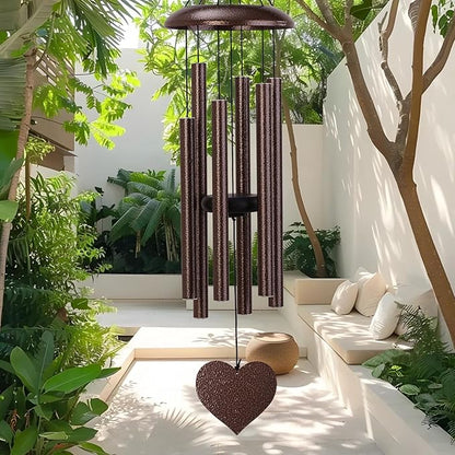 32" Memorial Wind Chimes Deep Tone Outdoor, C Major Tuned Aluminum Wind Chime with Gift Box & Envelope, Sympathy Wind Chime for Garden Decor Hanging, Heart Pendant, Bronze