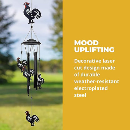 VP Home Rooster Wind Chimes for Outside, Unique Wind Chimes with Elegant Design for Gardens, Patios, and Porches, Thoughtful Gifts for Mom, Grandma, and Rooster Decor Lovers