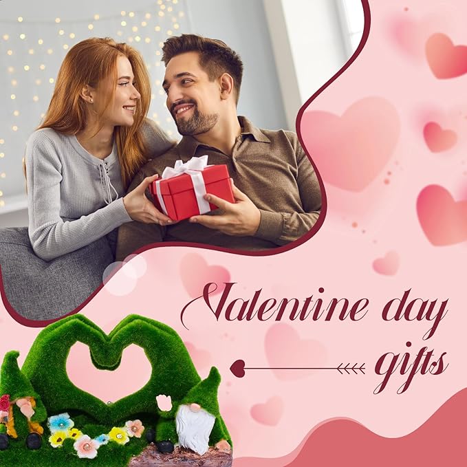 twinbling Garden Gnome Statue Heart-Shaped Moss Covered Outdoor Garden Decor Cute Gnomes Decorations for Home Patio Yard Balcony Lawn Decor Gifts for Mom Woman Grandma Dad