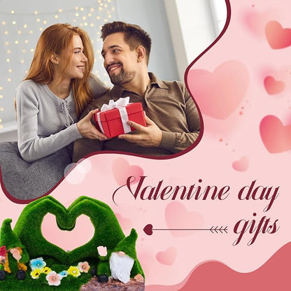 twinbling Garden Gnome Statue Heart-Shaped Moss Covered Outdoor Garden Decor Cute Gnomes Decorations for Home Patio Yard Balcony Lawn Decor Gifts for Mom Woman Grandma Dad