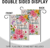 Artofy with God all Things are Possible Christian Home Decorative Garden Flag, Spring Summer Religious House Yard Outdoor Peony Flower, Inspirational Butterfly Outside Farmhouse Small Decor 12 x 18