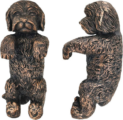 Cockapoo Plant Pot Hanger Garden Statues Resin Flower Pot Hugger Decoration Figurines for Fairy Garden Fence Yard Patio Outdoor Indoor Hanging Ornament 2.36x4 in Bronze